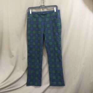 Croft & Barrow Effortless Stretch Pant Blue Green Plaid Academia Size 10